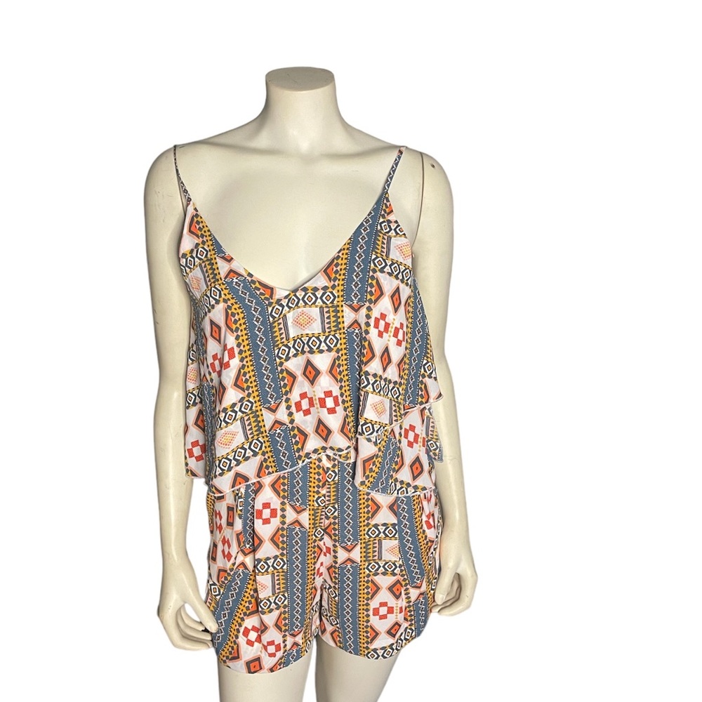 H&M Conscious Multi-Color Open Back Print Romper Size 6